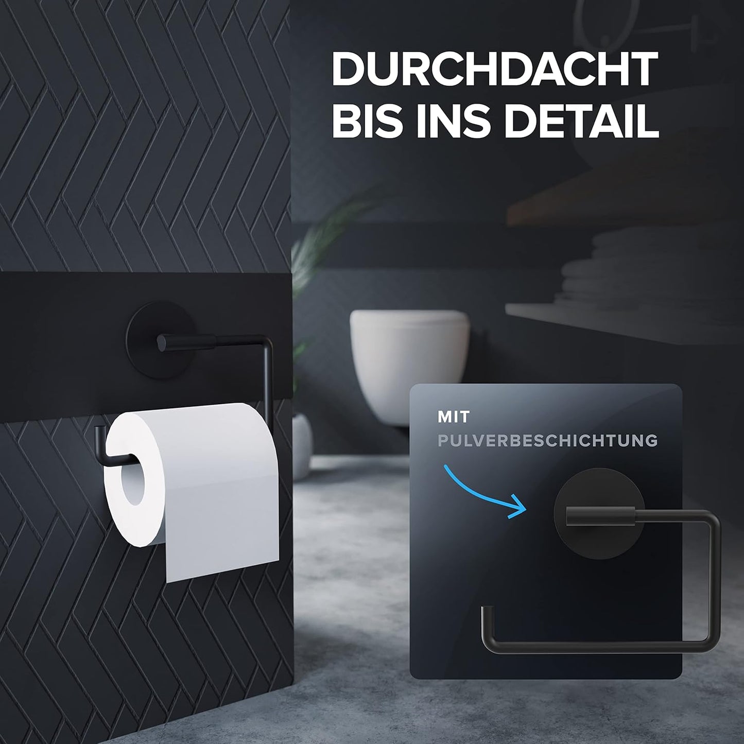 Toilettenpapierhalter Tromoy, Schwarz Zum Kleben
