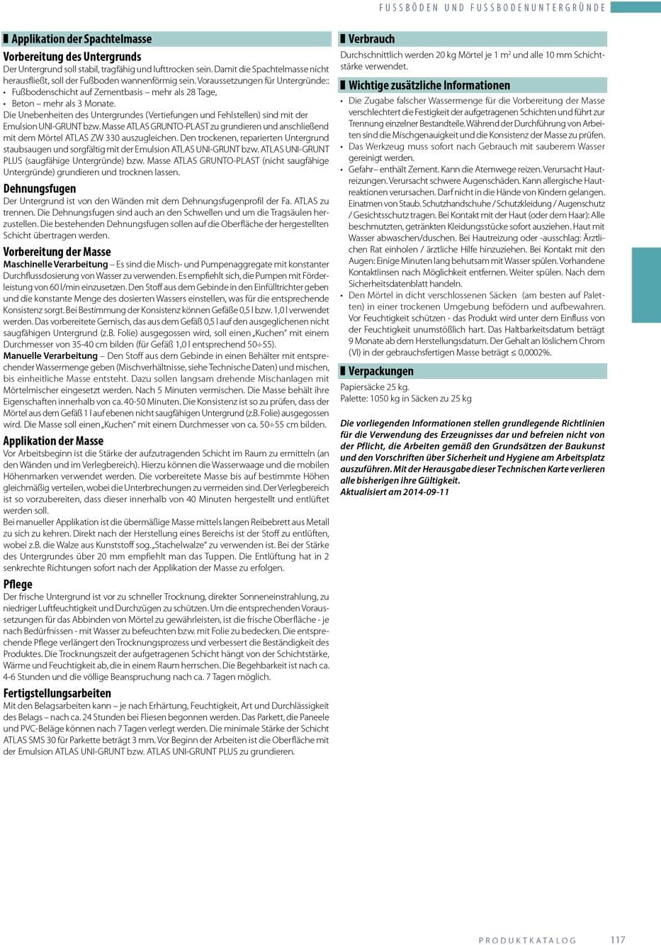 Selbstnivellierende Ausgleichsmasse