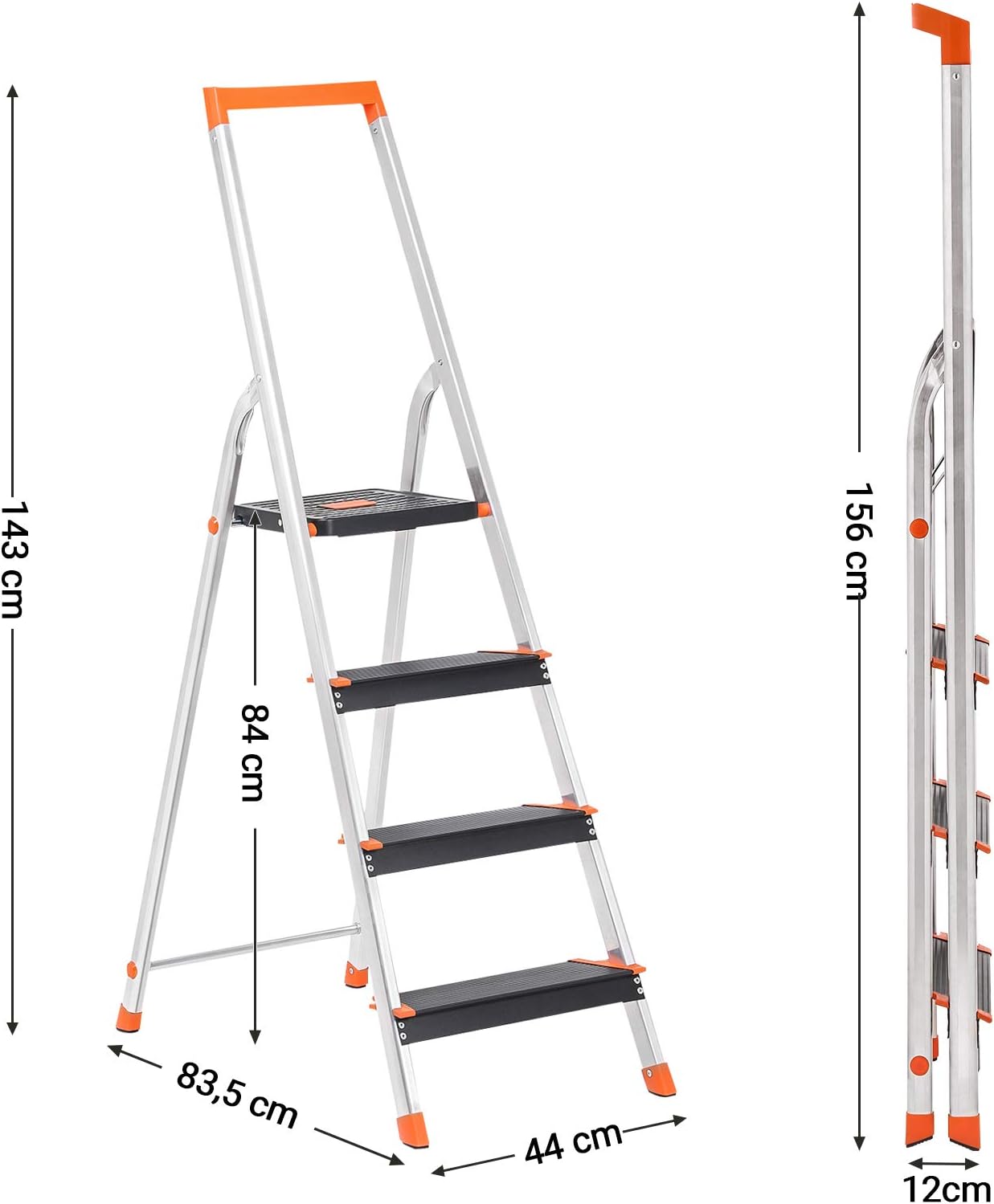 Leiter GLT04BK, 4 Stufen