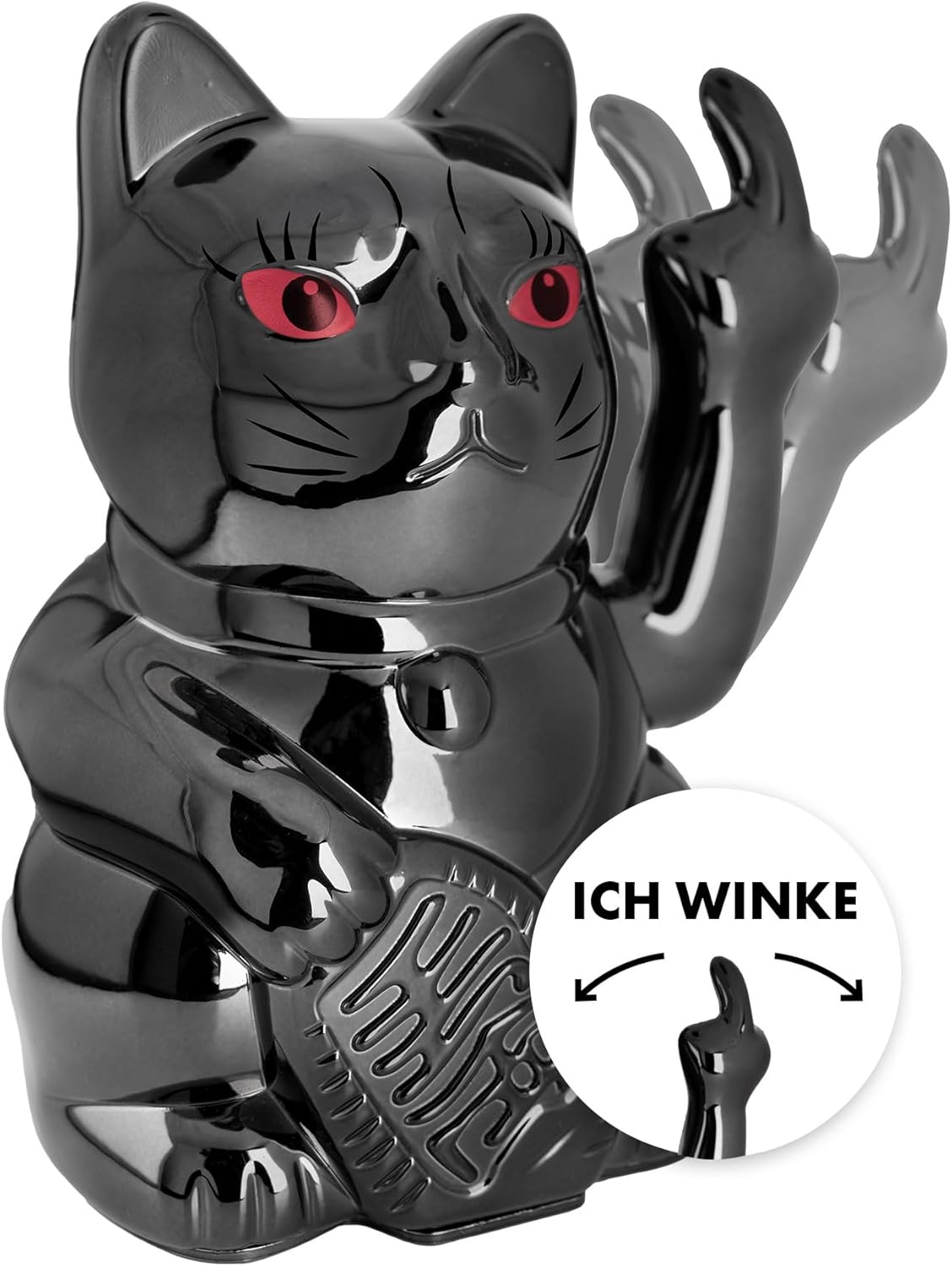 Winkekatze mit Mittelfinger, Black Shiny Finger