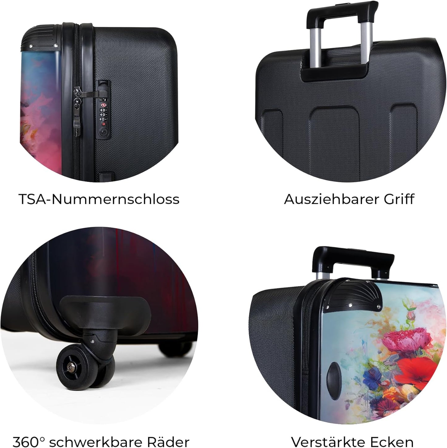 Grosser Hartschalen-Trolley XL mit Rollen (77x51,5x28 cm), Schädel Botanisch L