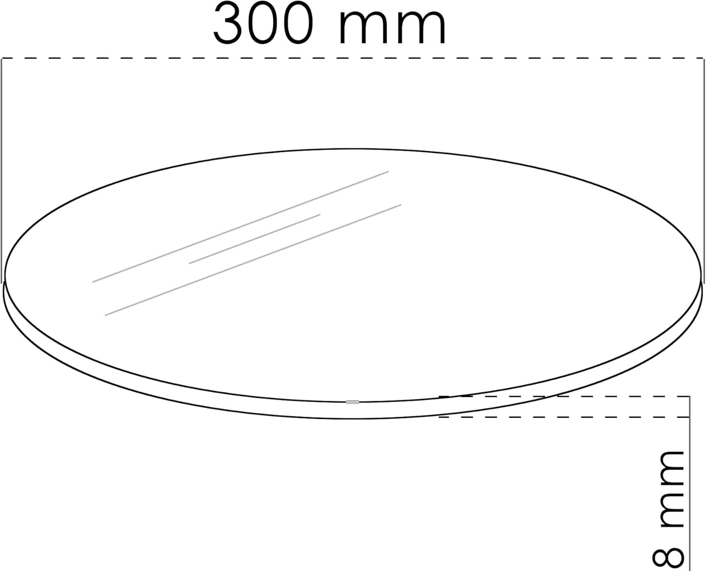 Glasplatte Rund aus Sicherheitsglas, Rund 30 cm Schwarz Rund
