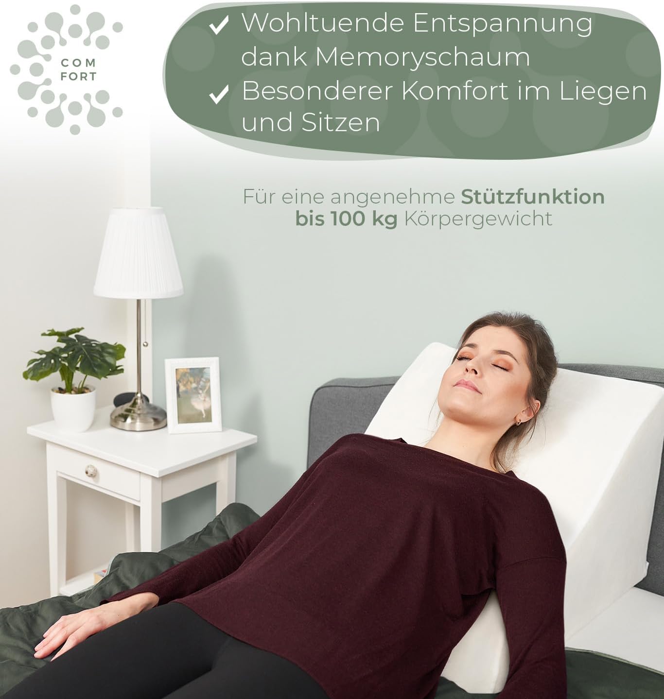 Ergonomisches Lesekissen, BREIT Weiß