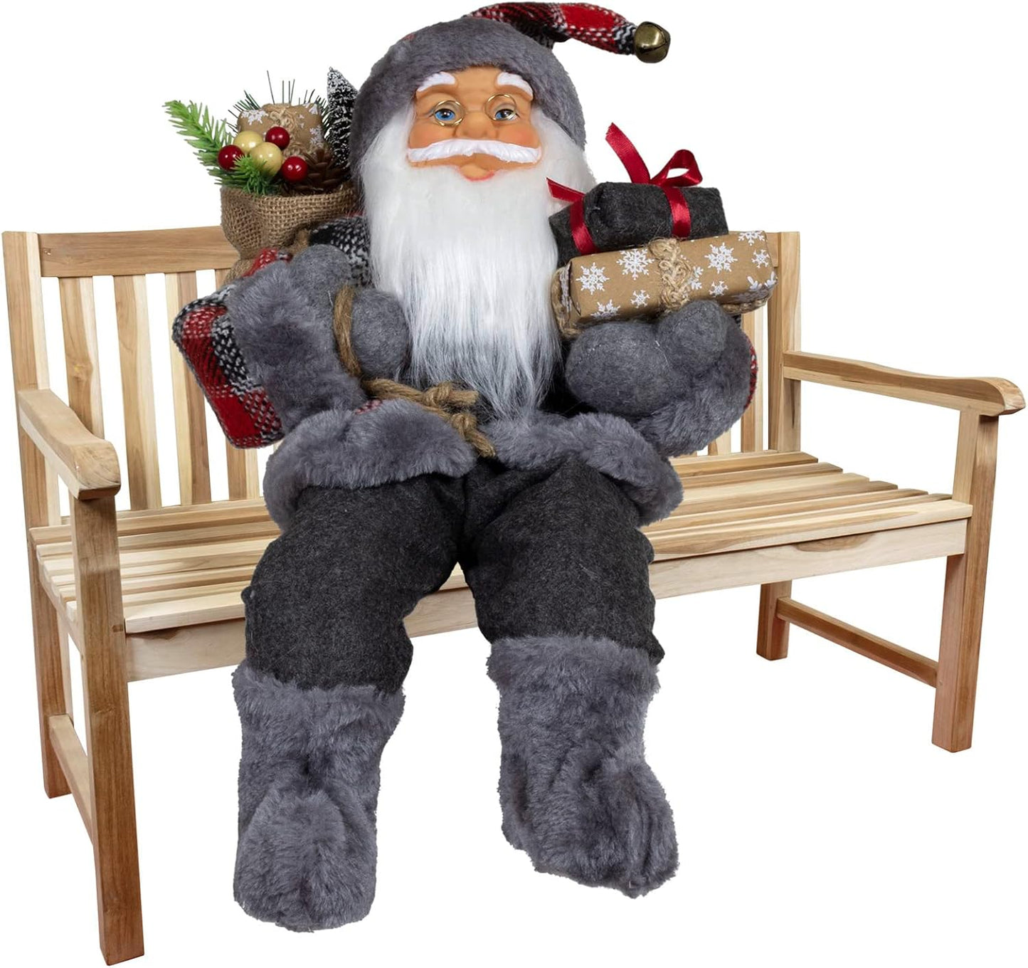 Sitzender Weihnachtsmann, Grau