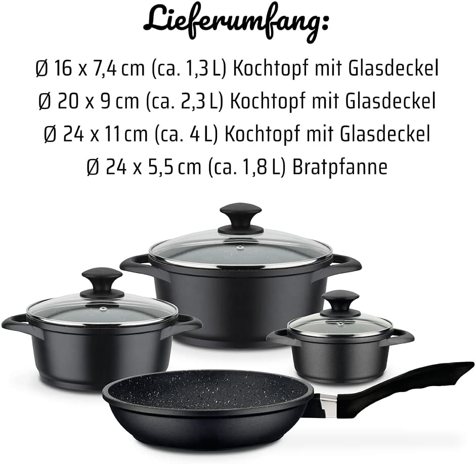 Kochtopf- und Pfannenset Gourmet Granit (7-teilig), 7-teilig