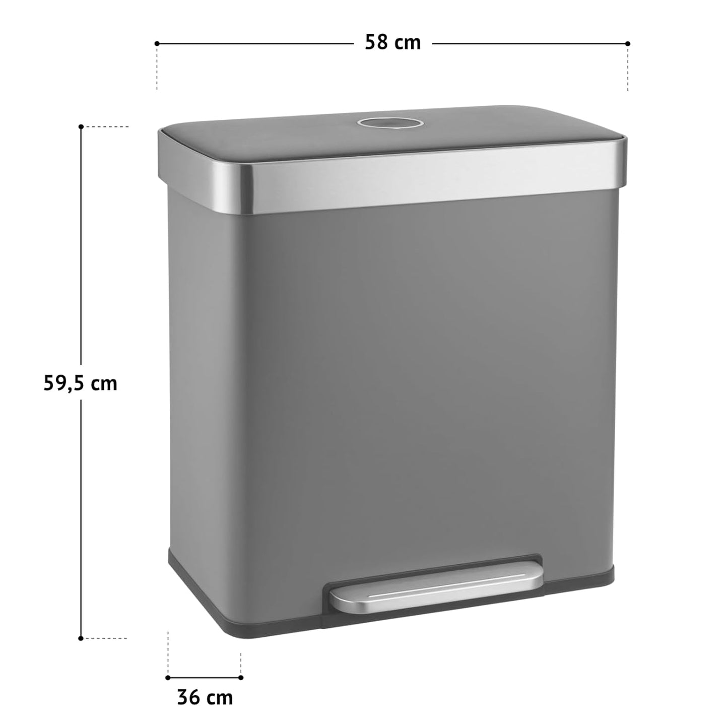 Treteimer mit Softclose-Deckel (60 Liter, 2x 30 Liter), Weiß