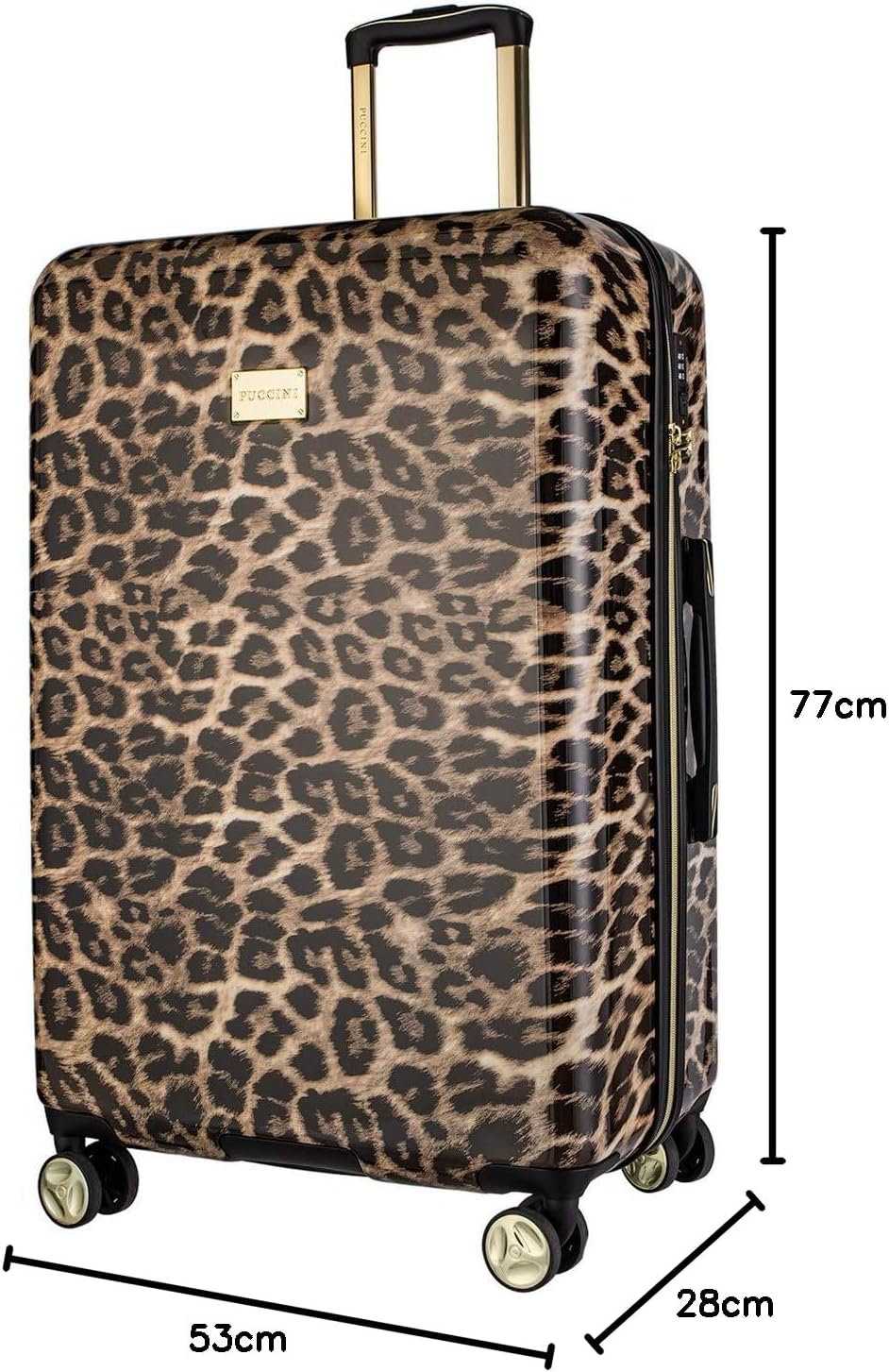 3-teiliges Hartschalen-Kofferset, Leopard Beige 6 Set: Gross + Mittelgross + Kabinenkoffer
