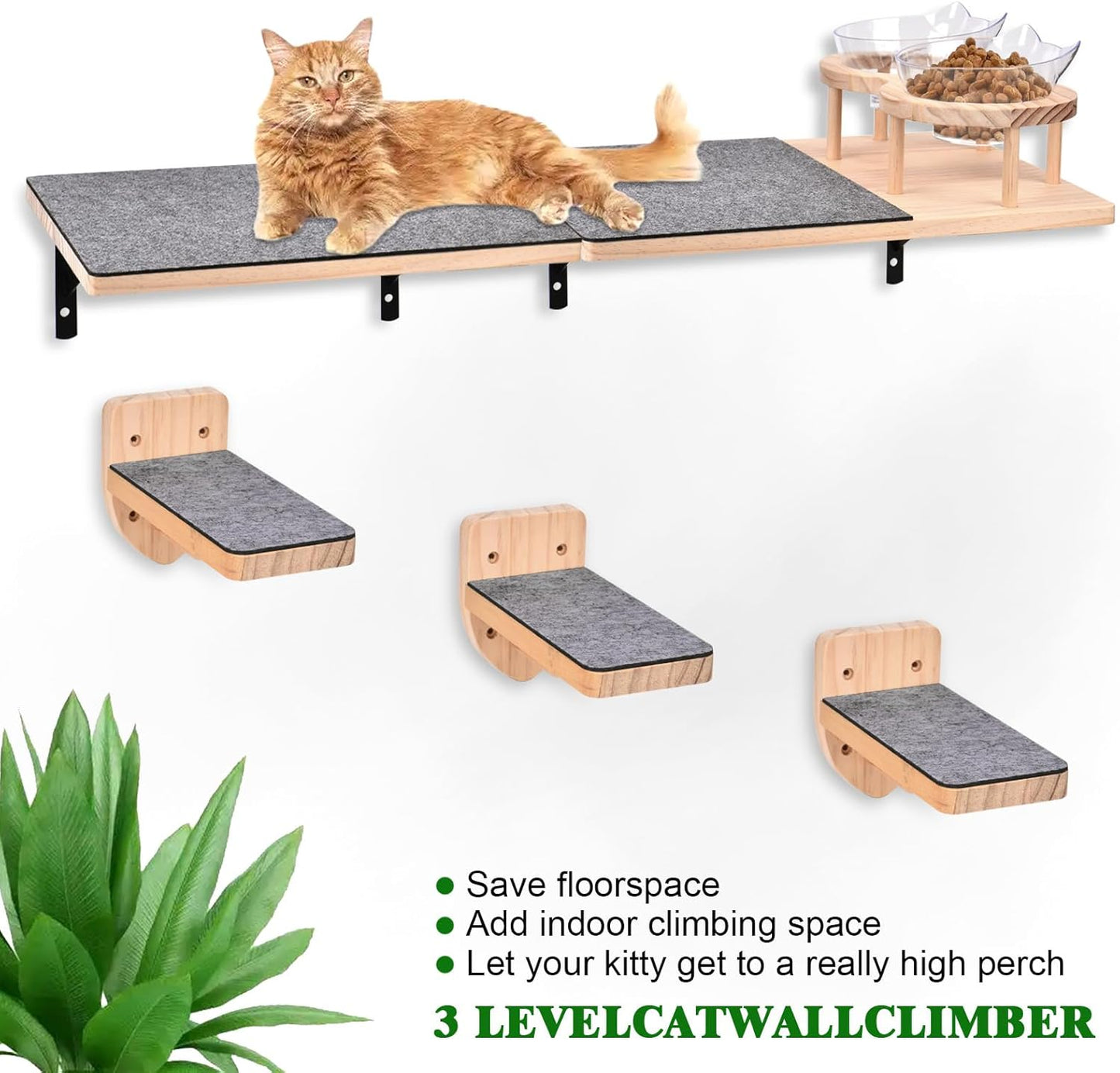 Katzenwand-Set mit Hängematte und Futterschalen