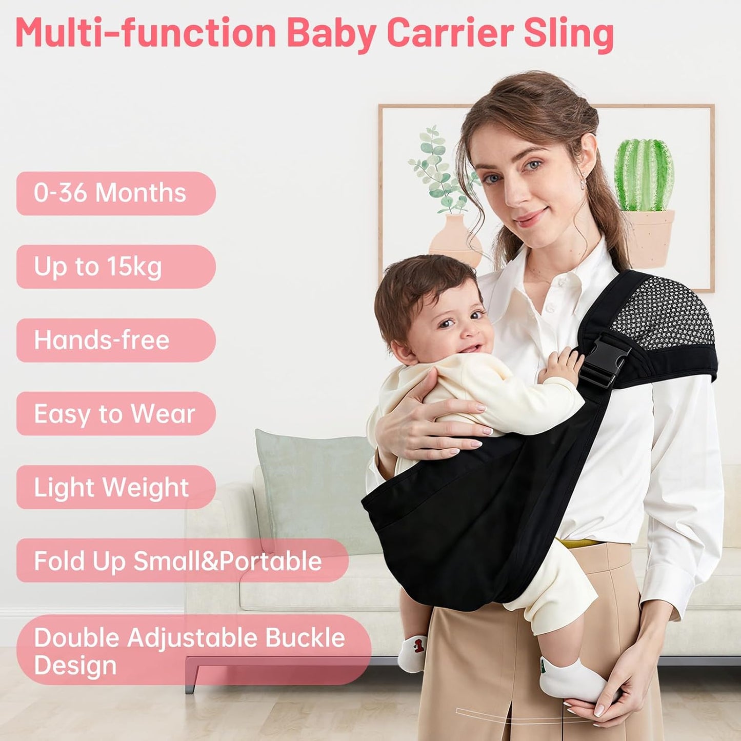 Ergonomische Babytrage, Schwarz
