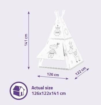 Spielzelt Tipi aus Pappe zum Bemalen und Spielen, Tipi Zelt 2