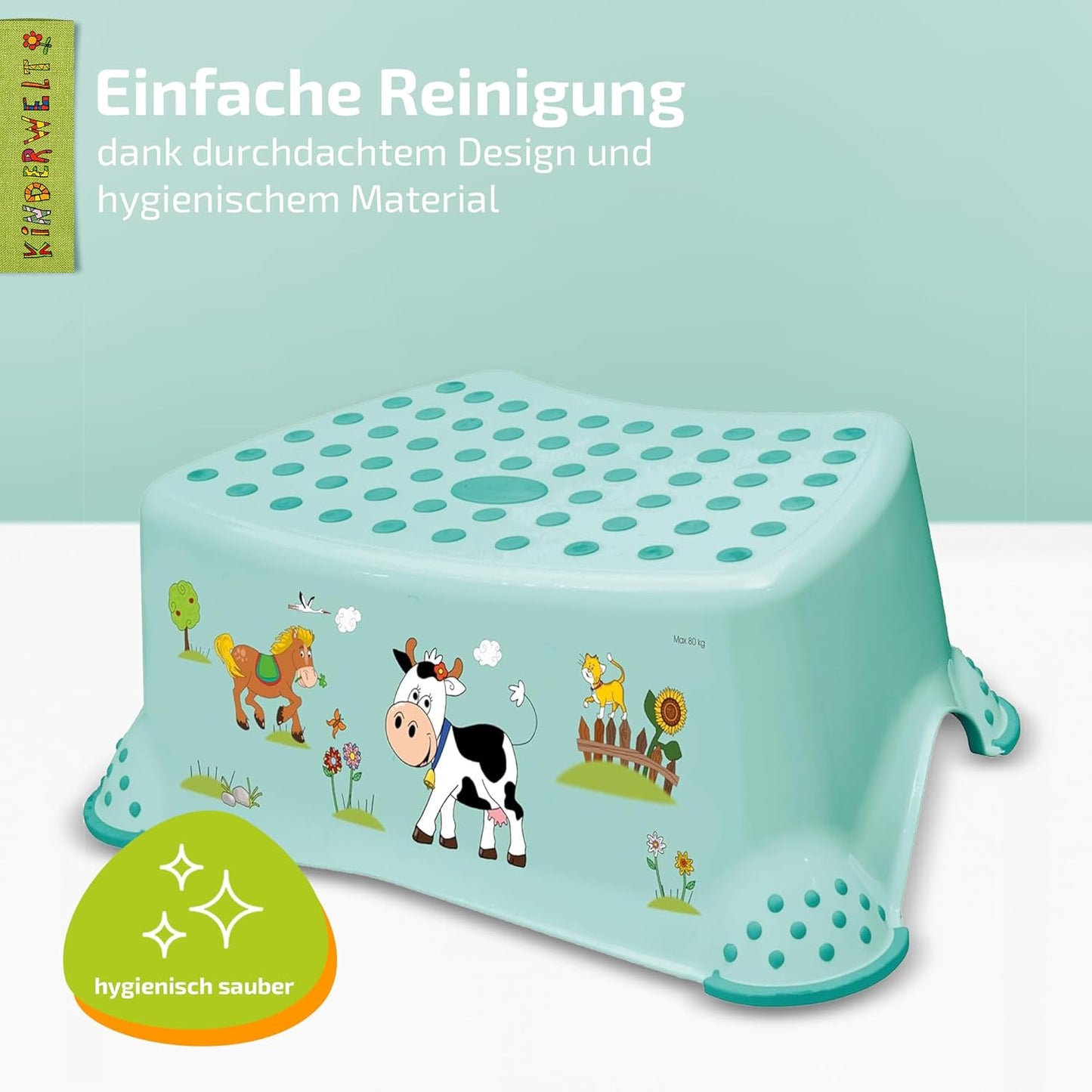 Premium Tritthocker für Kinder ab 18 Monaten, Aquamarin