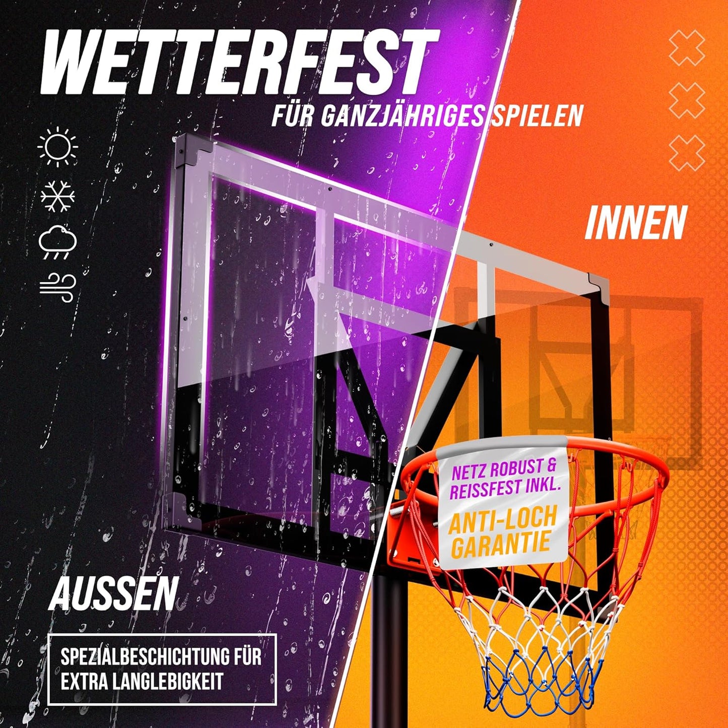 Höhenverstellbarer Outdoor-Basketballkorb mit Ständer