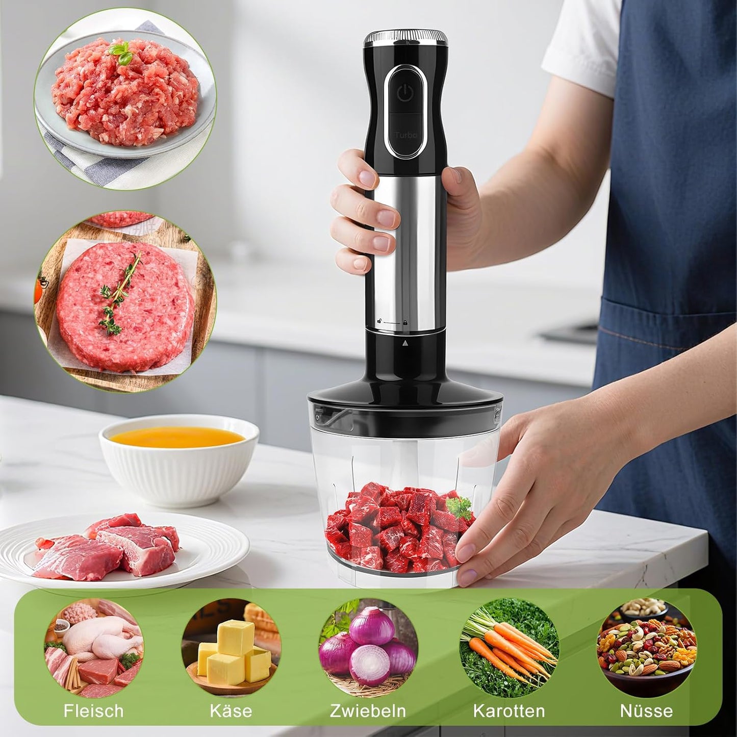 4-in-1 Elektrischer Stabmixer mit Zubehör-Set