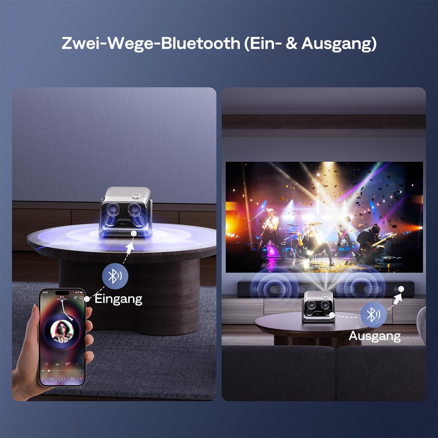 Boom Mini 4-in-1 Smart Beamer mit Google TV, Schwarz
