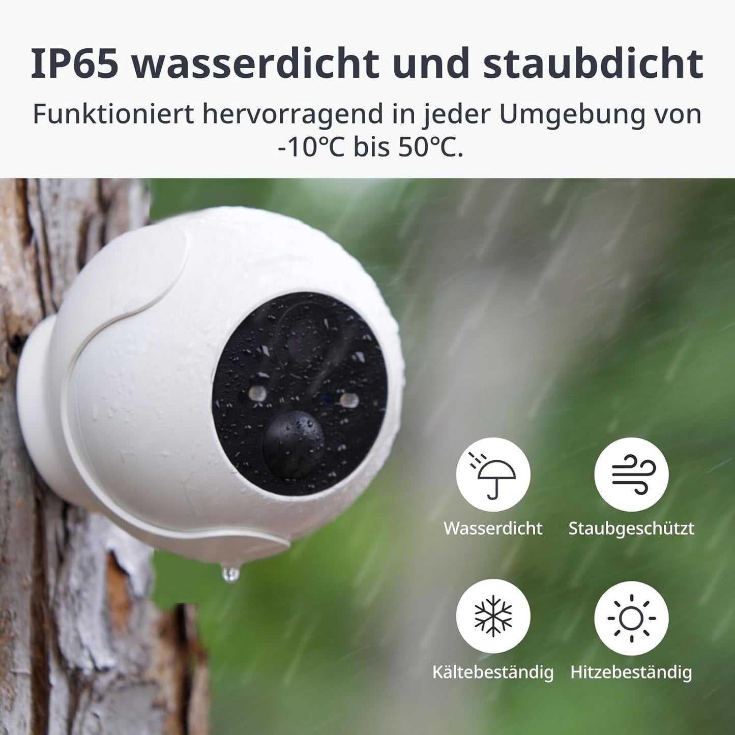 Drahtlose Sicherheitskamera mit Solarpanel, 2K, AI-Erkennung, 2K Aussenbereich