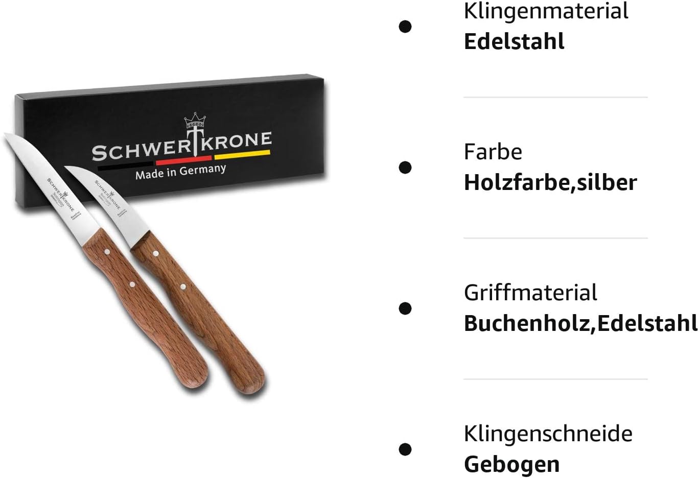 Premium Schälmesser-Set (gebogen & gerade), 2 2,5" / 3" gebogen - gerade