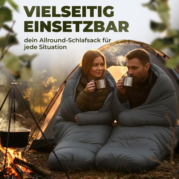 Ultraleichter 3-Jahreszeiten Mumienschlafsack, Grau