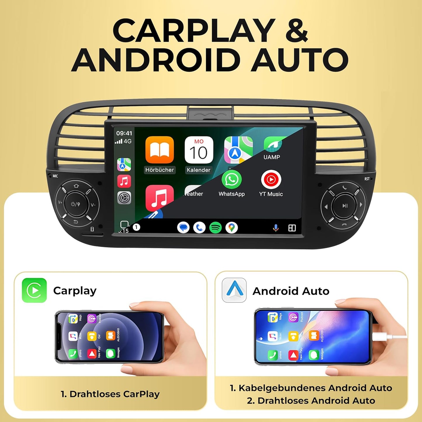 AFI7-L2 Android 14 Autoradio mit Navigation für FIAT 500 (2010-2015), AFI7-L2