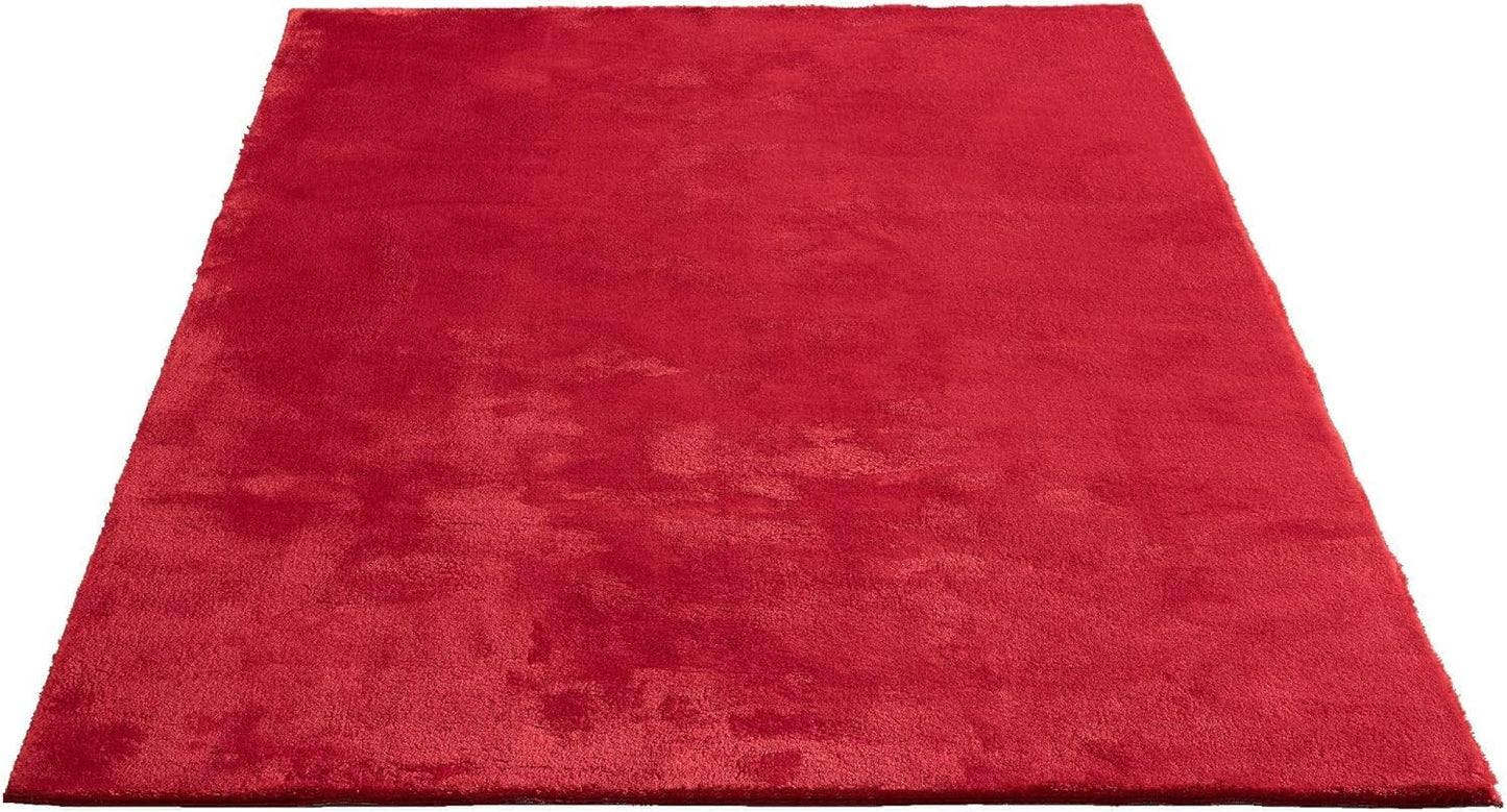 Relax Badezimmerteppich, rutschfest, flauschig und waschbar, 80 x 150 cm Rot