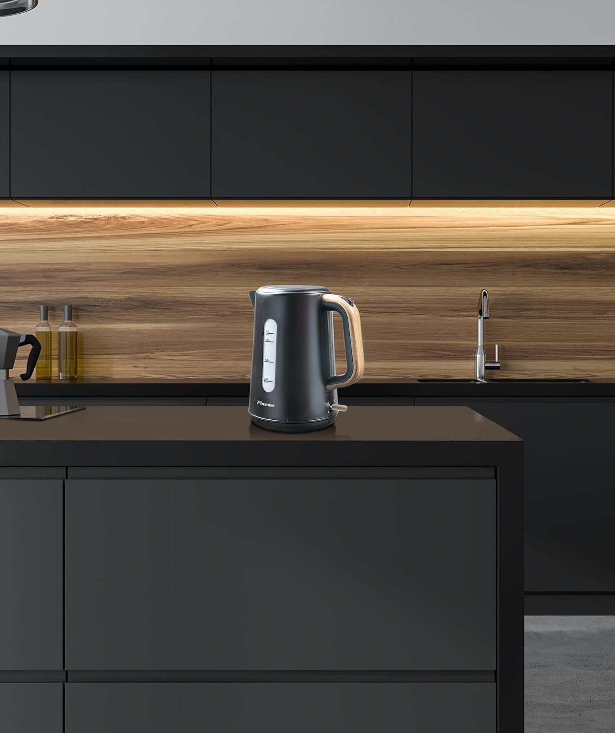 Wasserkocher, Schwarz/Holz