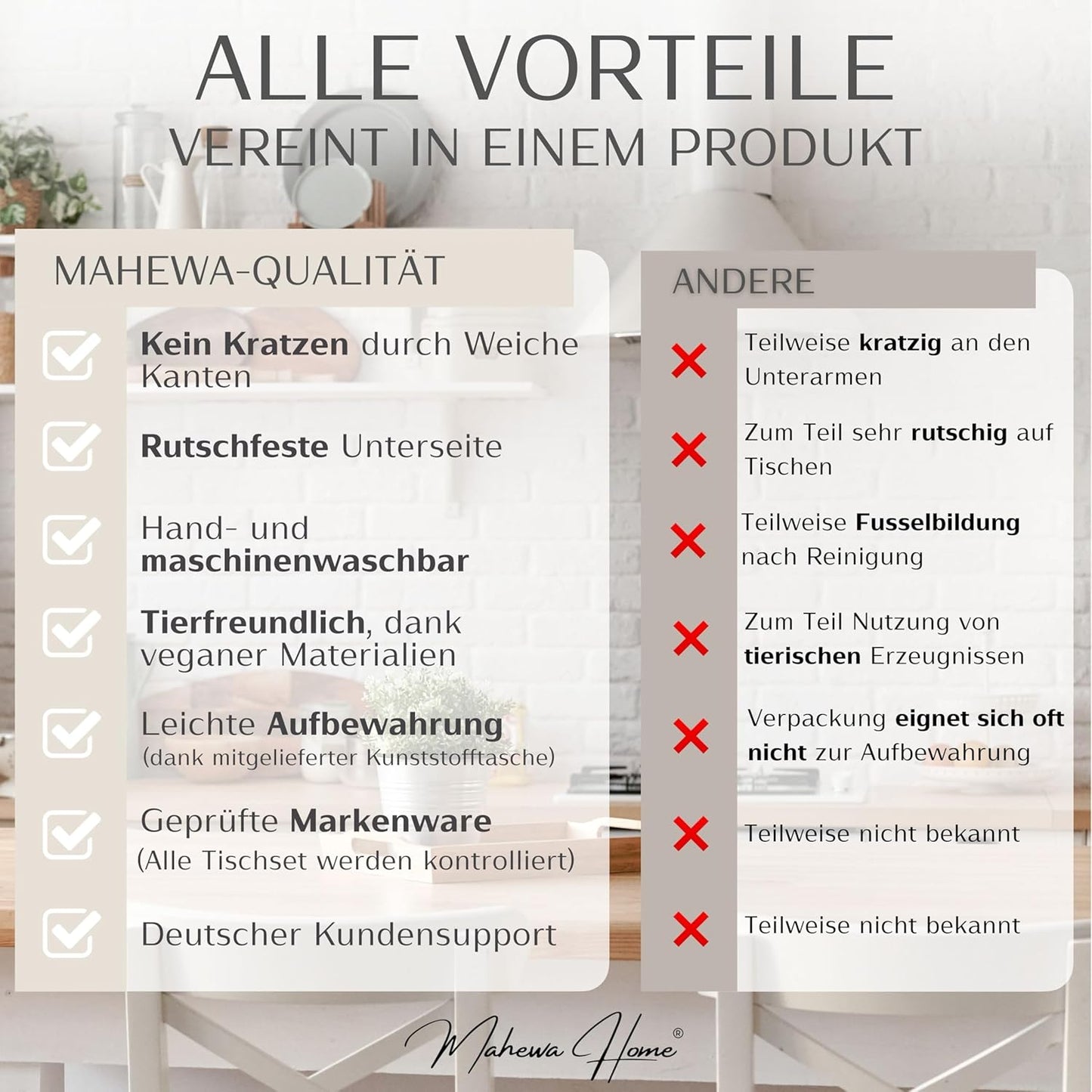 Filz Tischset mit Untersetzern und Bestecktaschen, Anthrazit-Weiss 6er Set mit Zubehör