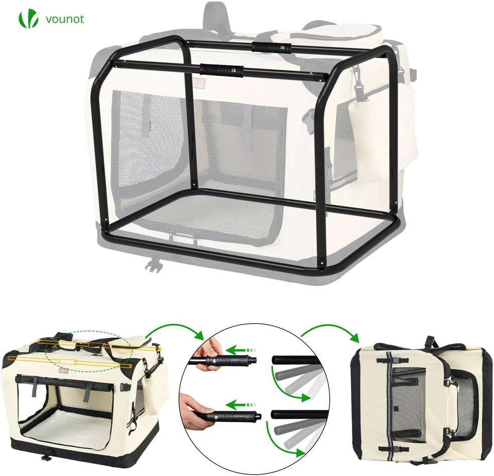 Faltbare Transportbox für Hunde und Katzen, L 82 x B 60 x H 60 cm Beige