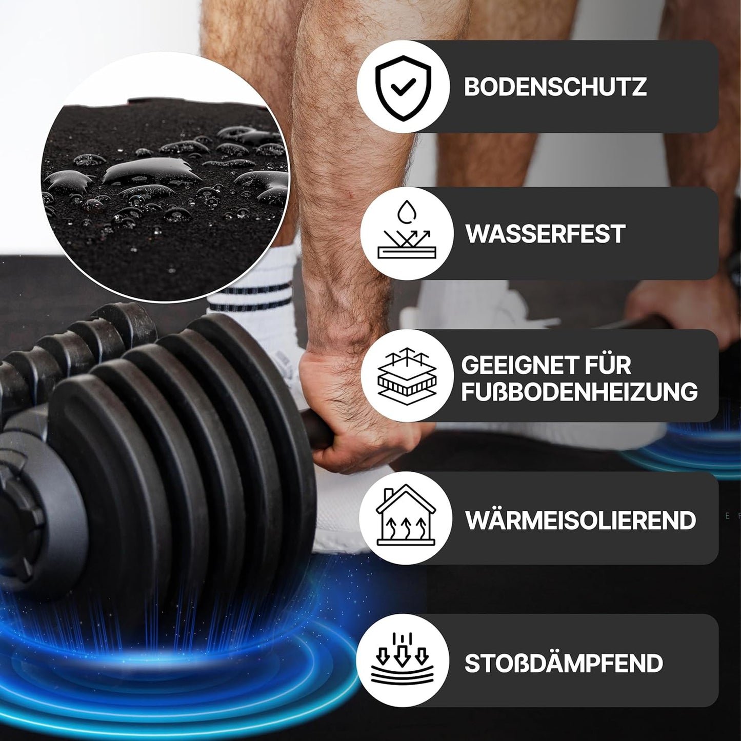 Fitness-Bodenschutzmatte, 8 Matten | 0,8 M²
