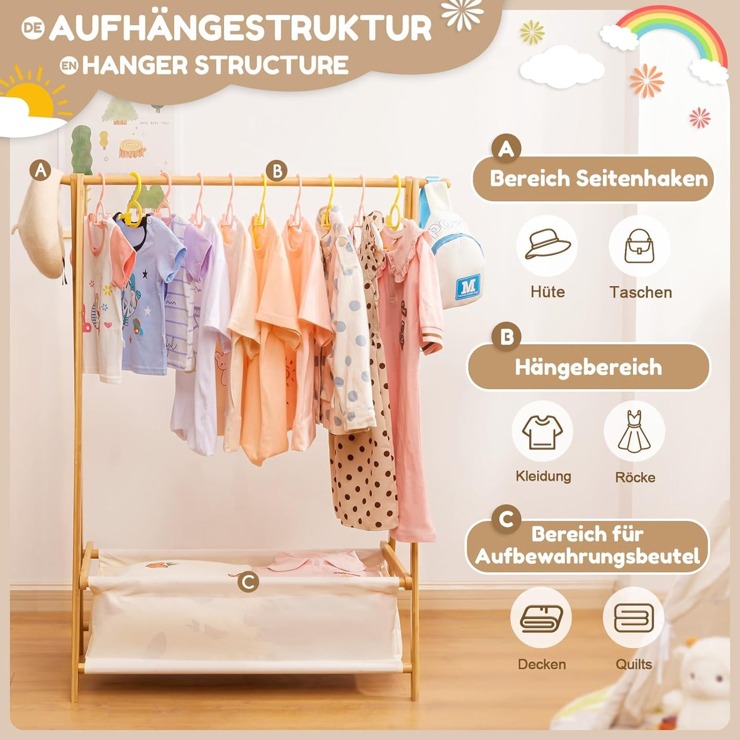 Kinder-Kleiderständer, Natur