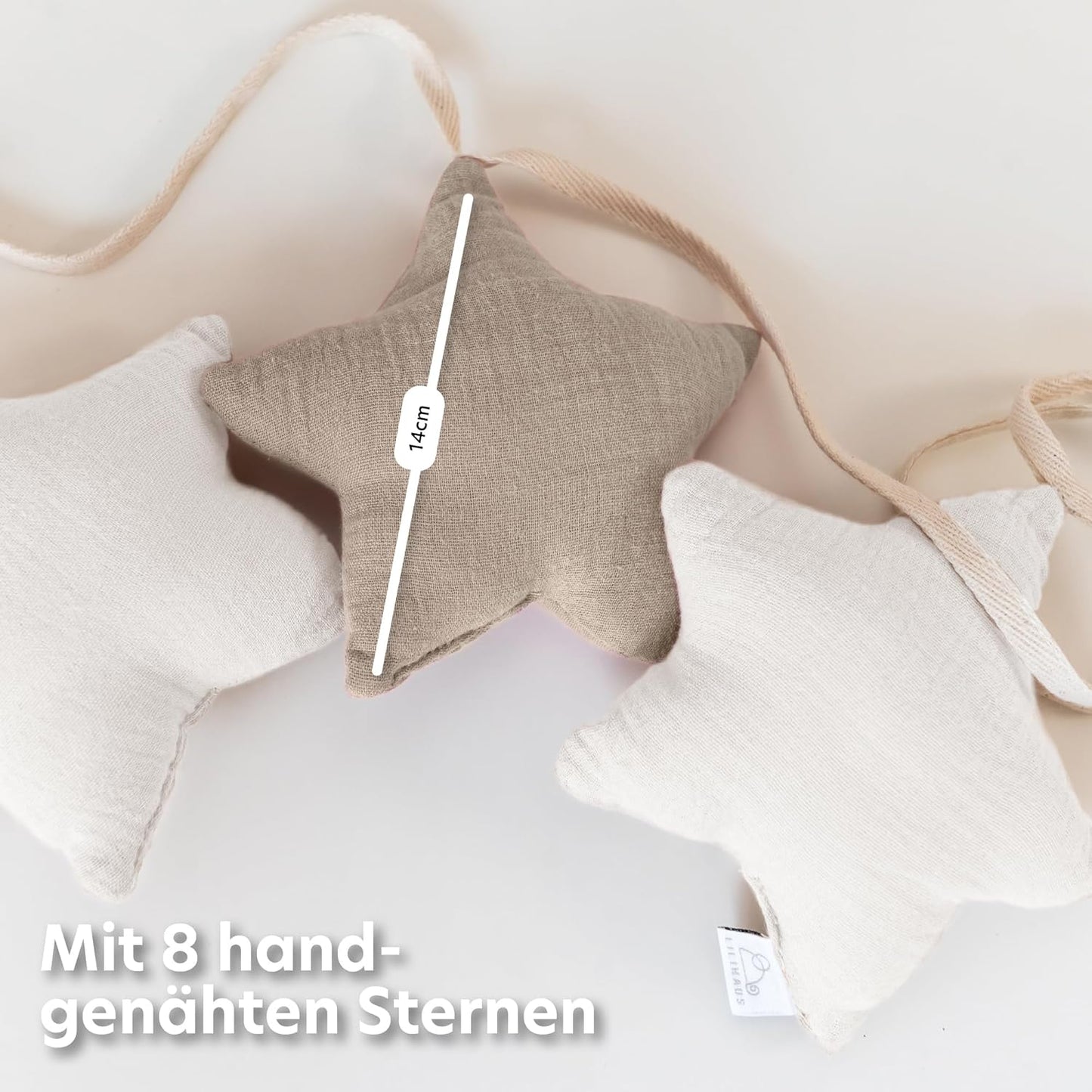 Sternenkette, Weiss & Hellbeige Sterne ohne Goldapplikation