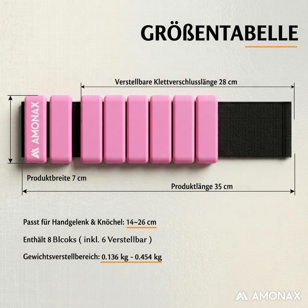 Gewichtsmanschetten-Set, 2x0,5kg, Rosa - 0,5kg x 2