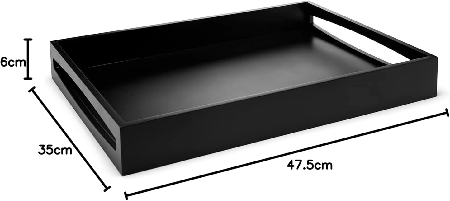 Serviertablett, 47.5 x 35 x 6 cm Schwarz