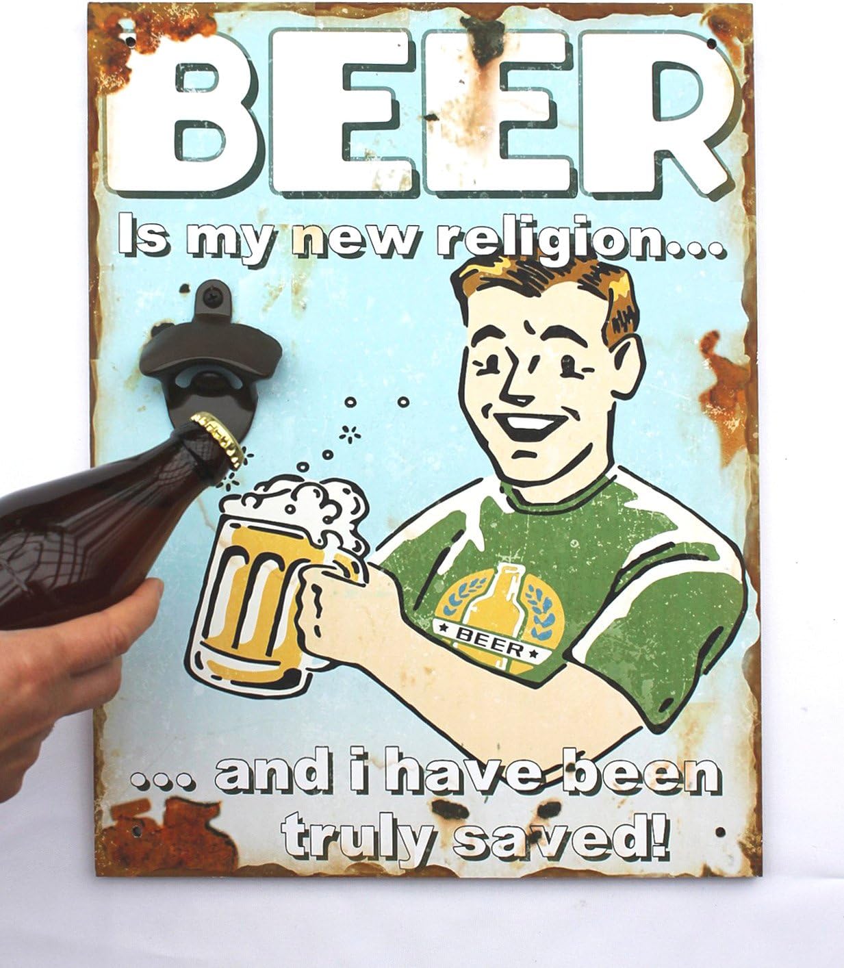 Wandflaschenöffner mit Beer-Motiv, 21261 Blau