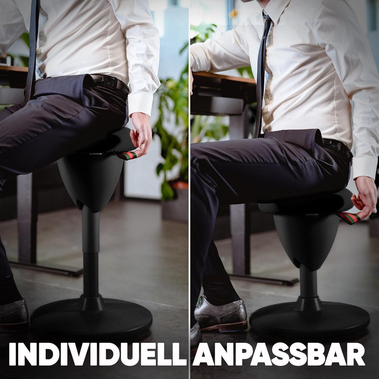 Ergonomischer Bürohocker mit Schwingeffekt, Schwarz Sitzhocker