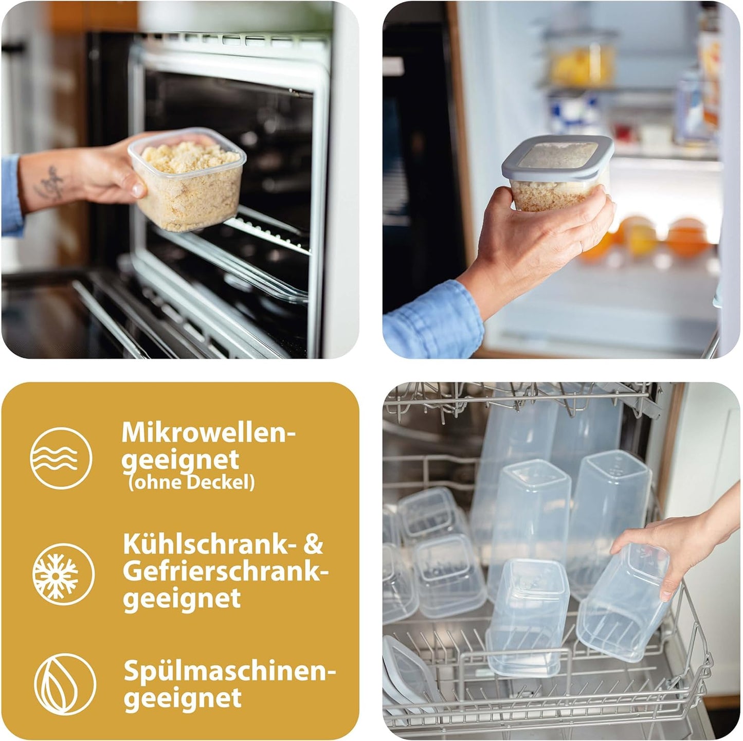12 x luftdichte Vorratsdosen, Weiß / Hellgrau 12x 500ml