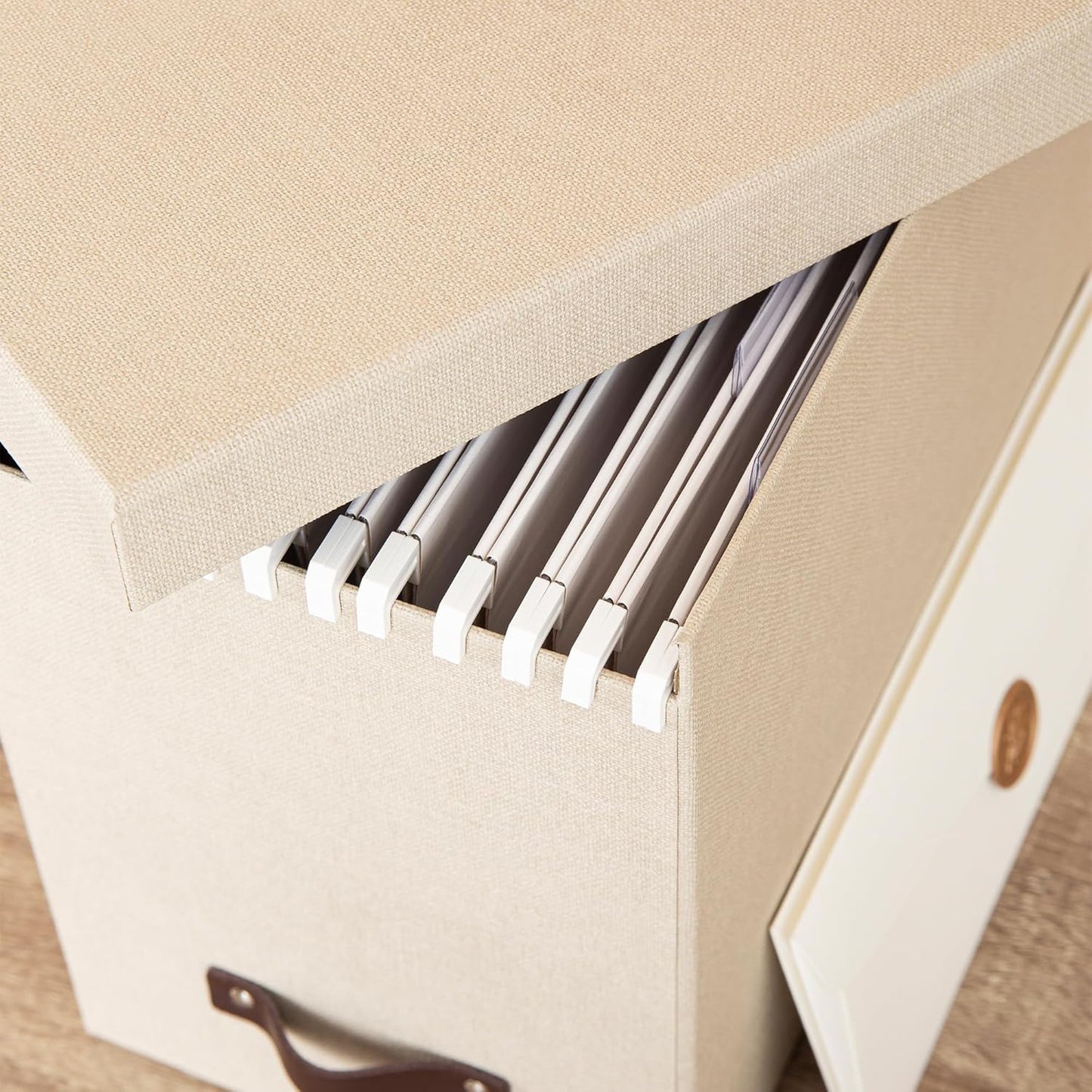 Hängeregisterbox Johan, Beige Leinenoptik