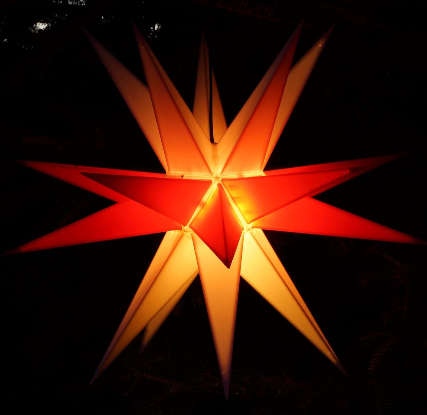 3D-Weihnachtsstern Melchior, zweifarbig, mit 20 Spitzen, Melchior Weiss/Rot