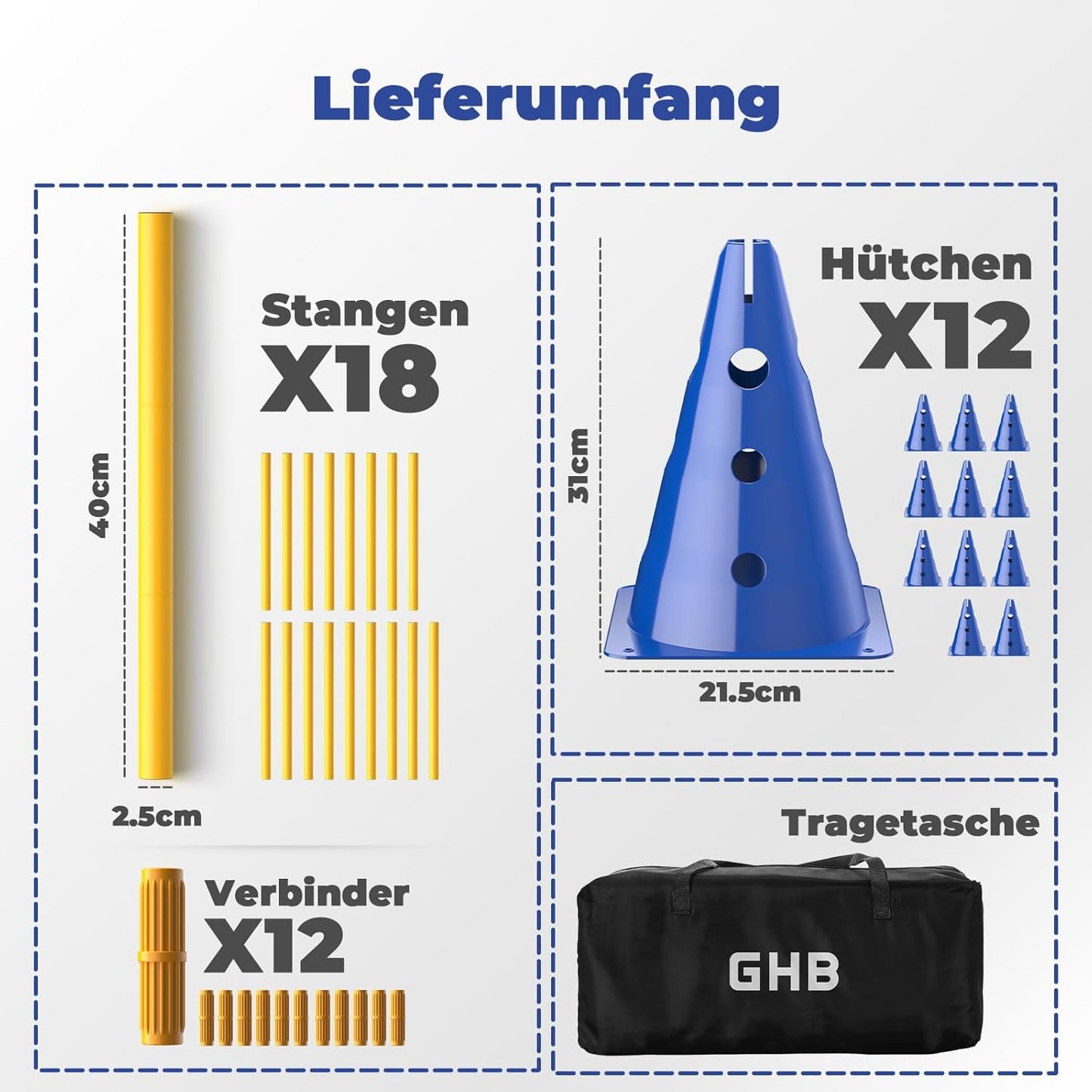 Agility Hürdenset, höhenverstellbar, 30 Stück
