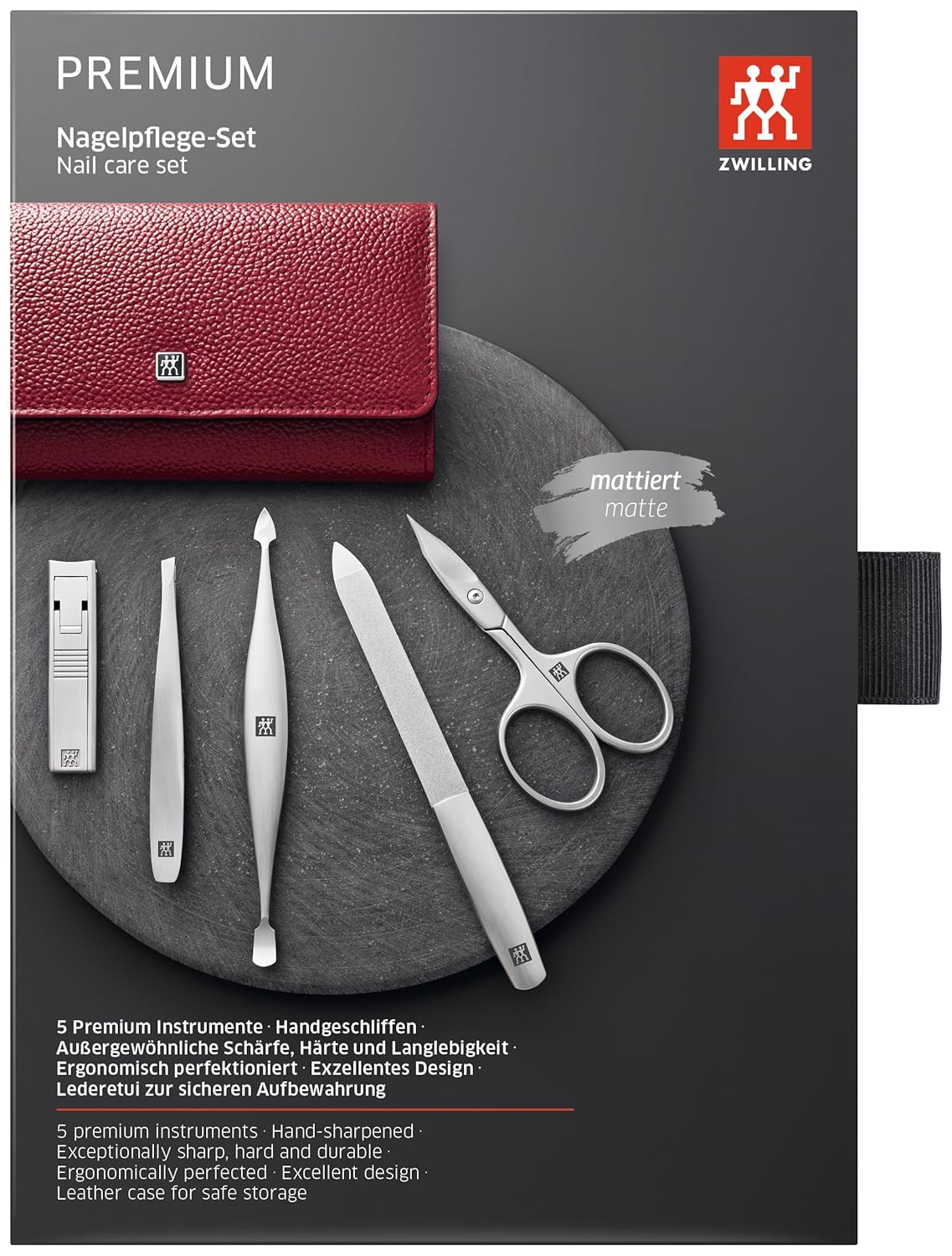 Maniküreset im Etui (5-teilig), Rot