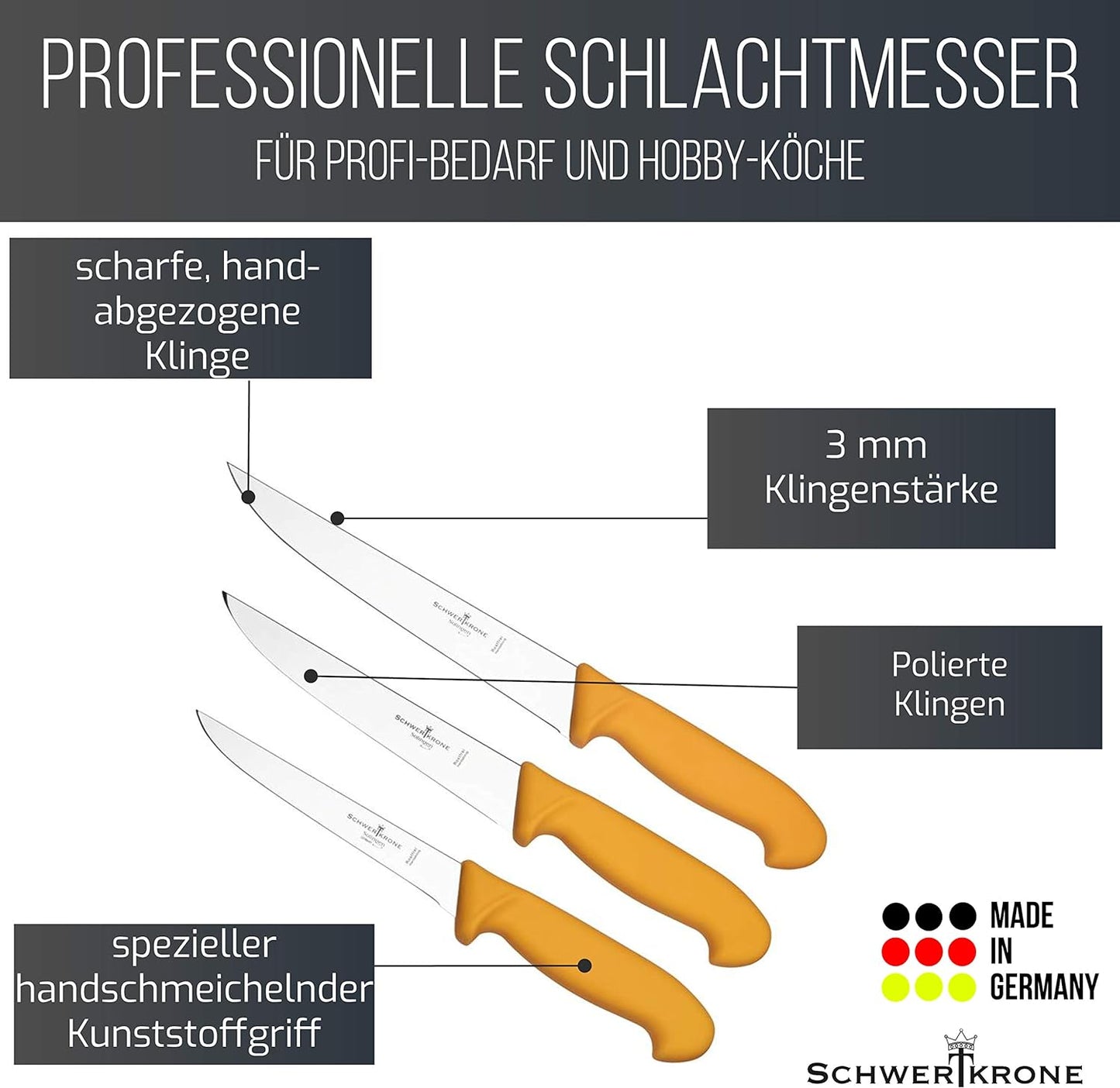 Metzgermesser Set, 3-teiliges Set