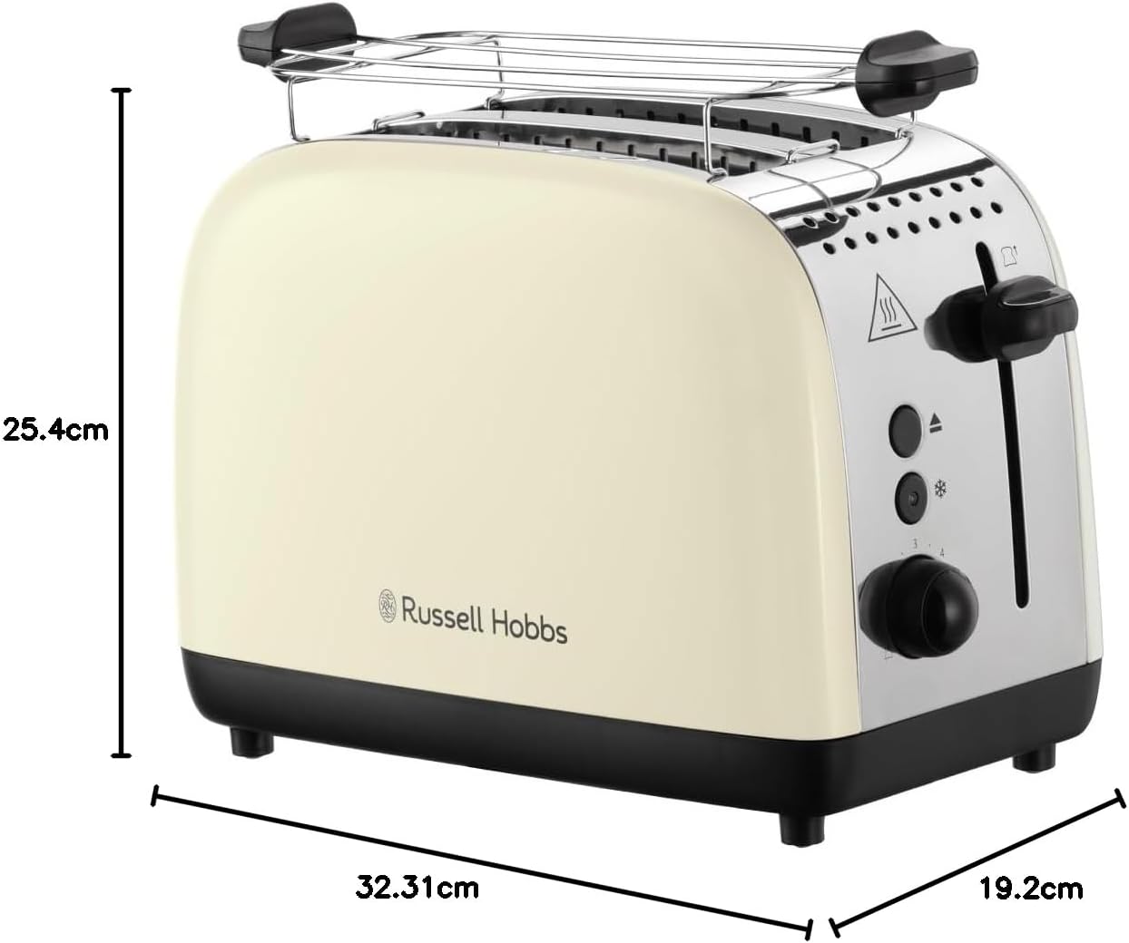 Toaster 26551-56 mit Brötchenaufsatz und Auftaufunktion, Creme