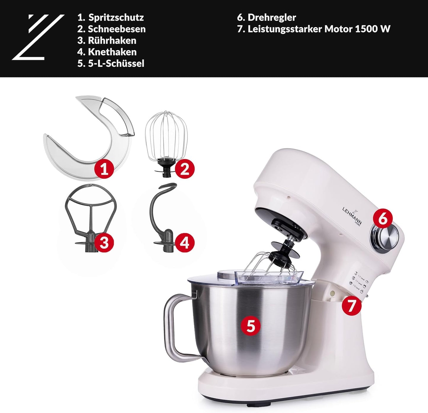 Küchenmaschine mit 12 Geschwindigkeiten, Beige