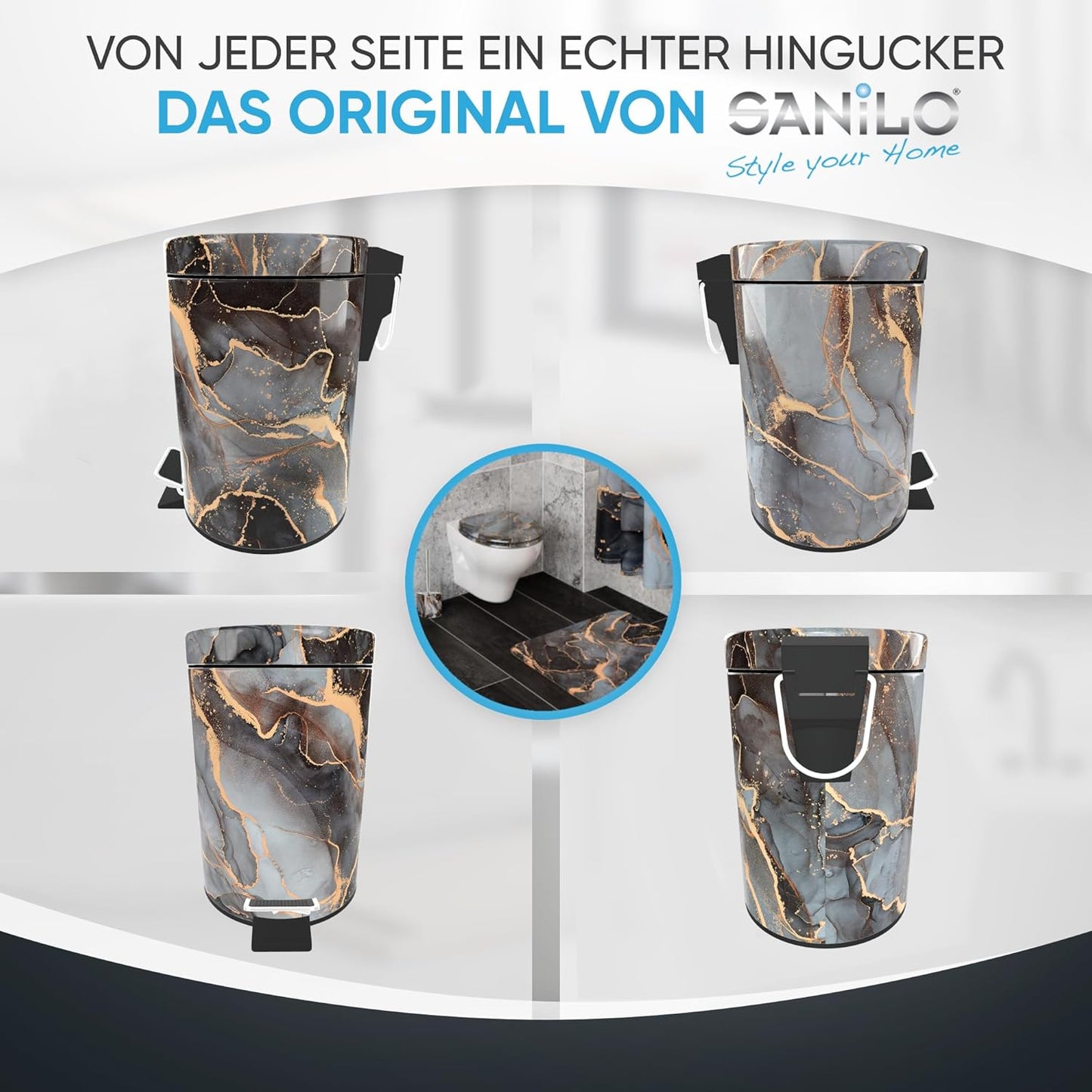 Kosmetikeimer mit Absenkautomatik, Marmor Abstrakt