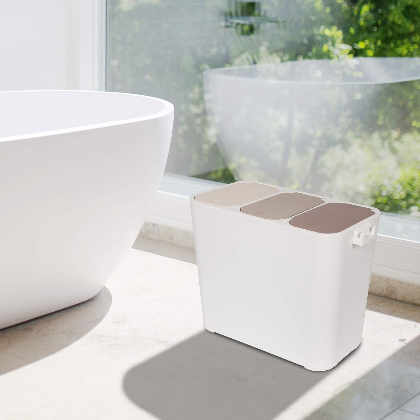 Mülltrennsystem Ben, Creme-Beige-Braun 27 Liter