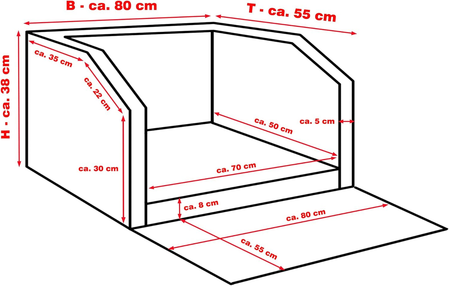 Hundebett für Kofferraum, Grau / ca. 80 x 55 cm mit Gurtsystem