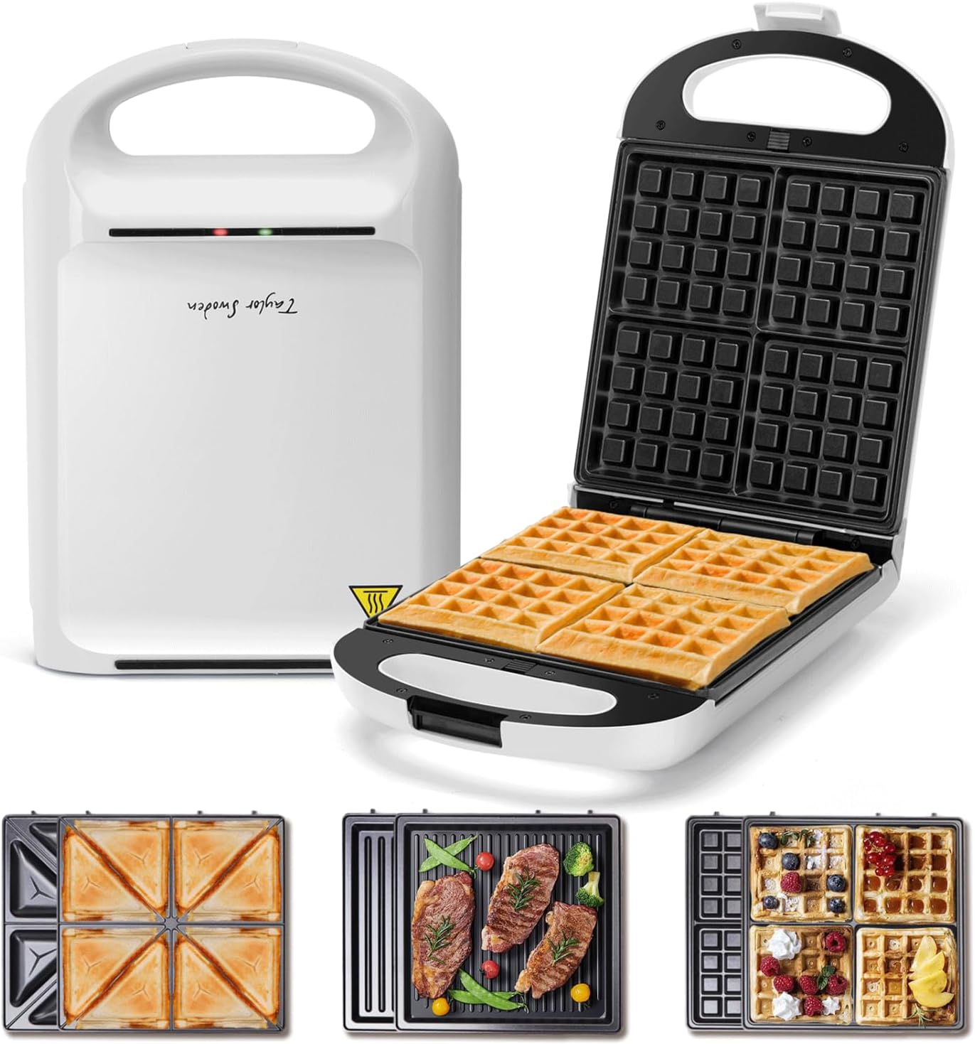 Sandwichtoaster und Waffeleisen, Weiss