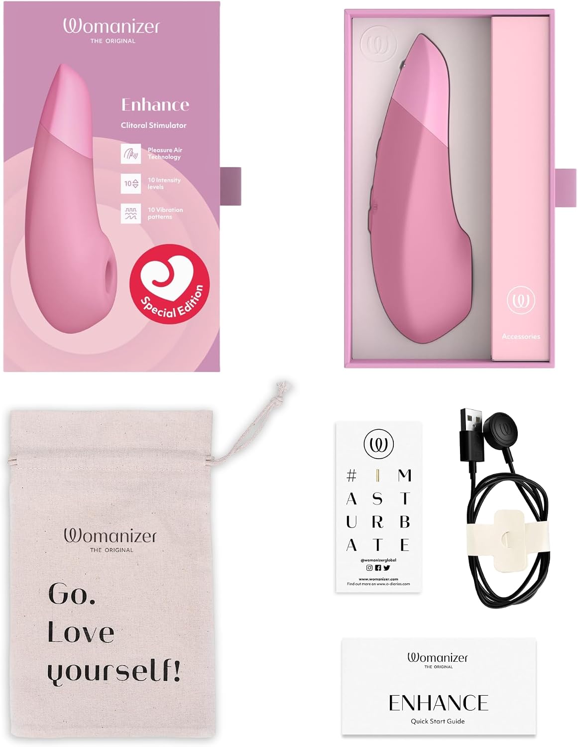 Enhance 2-in-1 Klitorisvibrator mit Saugfunktion, Hellrosa