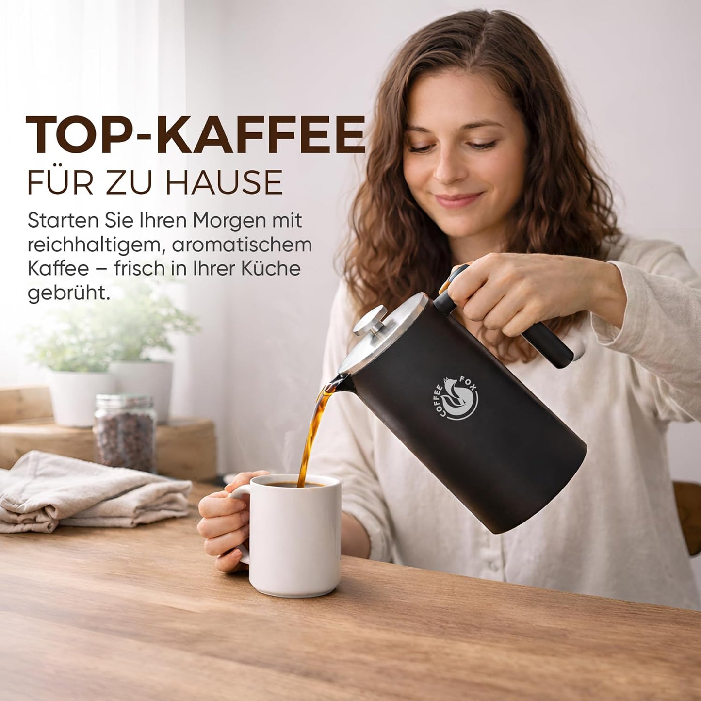 French Press Kaffeekanne, 350 ml Schwarz
