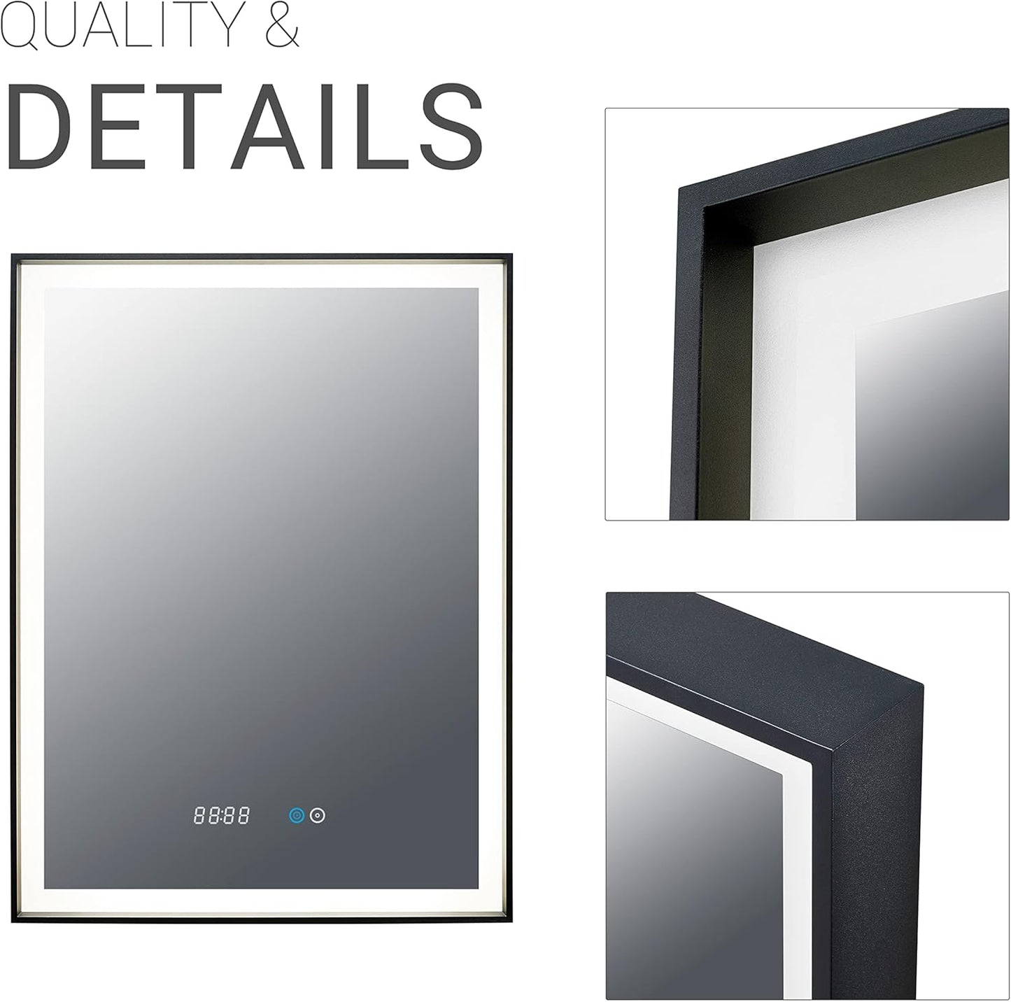 LED Badezimmerspiegel mit Touch- & Antibeschlag-Funktion, Typ 4, Typ 4 60x80 cm