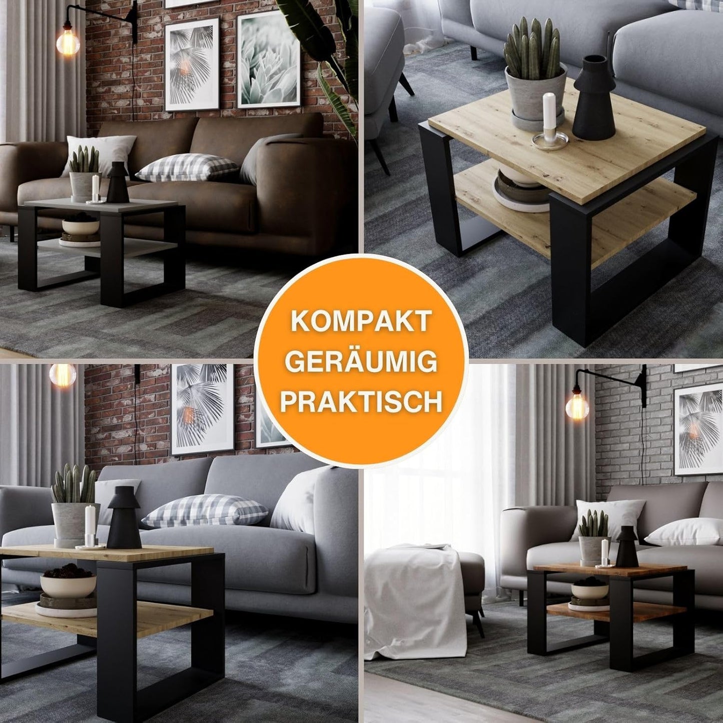 Kaja 63 Couchtisch mit Ablagefläche, Artisan-schwarz