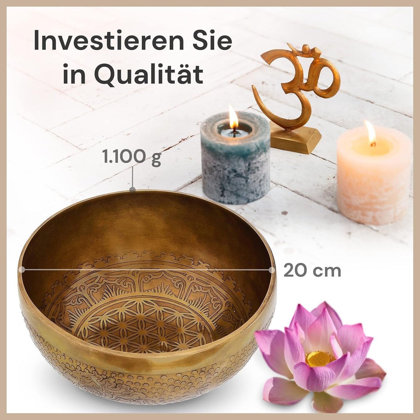 Klangschale für Meditation und Entspannung, 20 cm Antique